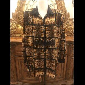 Vintage Women's Caliche Collection Leopard Tiger Cheetah Blouse Top Shirt 16W B1